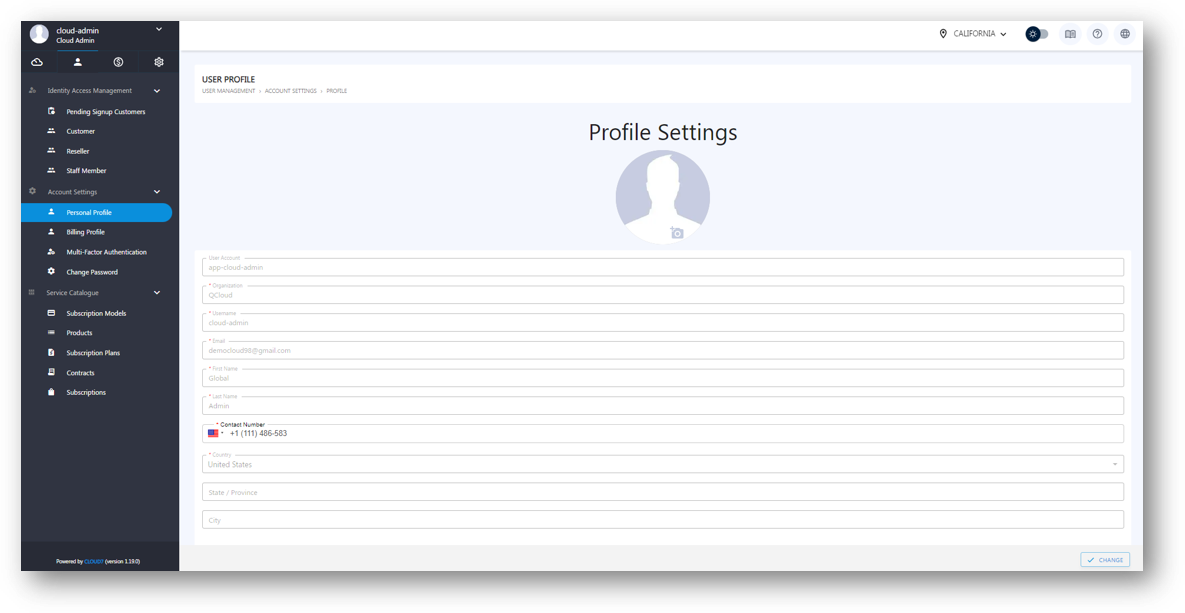 Account Settings - QCloud Documentation